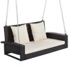 Grungis 2-Person Wicker Patio Swing Bench with Chains,Cushion,Pillow,Rattan Outdoor Swing for Pond,Garden,Courtyard - 2 of 4
