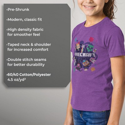 Minecraft Girl's Minecraft Alex Steve Portal Party T-Shirt - Purple Berry - Small — фото 6