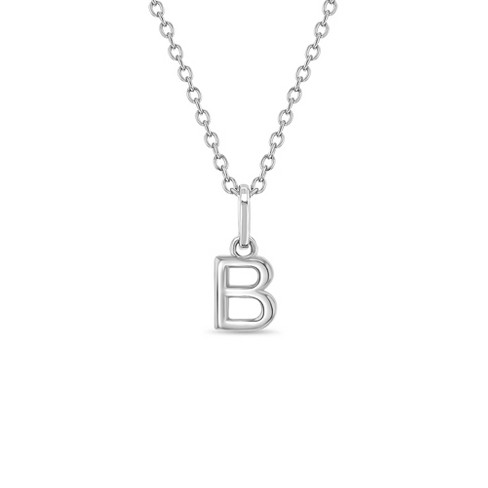 925 Sterling Silver Dainty Letter B Initial Name Monogram Necklace Charm Pendant