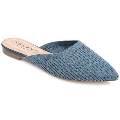 Journee Collection Womens Medium and Wide Width Aniee Slip On Almond Toe Mule Flats