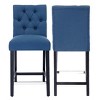 WestinTrends 24" Linen Fabric Tufted Counter Stool (Set of 2) - 3 of 4