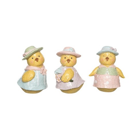 Transpac Resin Sassy Chick Figurine Set of 3 Easter Home Decorations - image 1 of 1