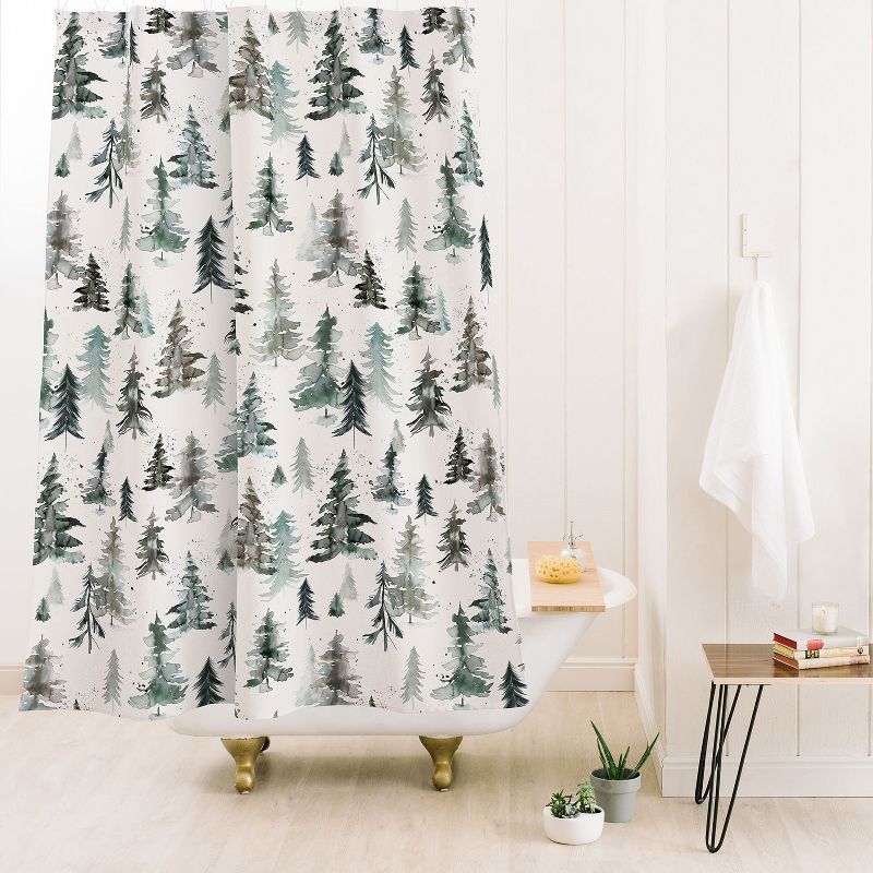 Ninola Design Winter Snow Trees Forest Neutral Shower Curtain - Deny Designs, 2 of 4