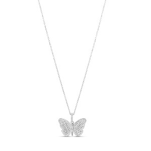 SHYMI Pavé Butterfly Necklace — .925 Sterling Silver, 14k Gold-Plated - Rhodium Plated, Cubic Zirconia Pavé Detailing, Adjustable Chain - 1 of 1
