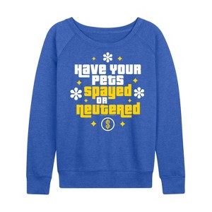 Women's -  - Women's French Terry Long Sleeve Pullover Lightweight French Terry Wide Neck Long Sleeve Graphic Shirt - 1 of 3