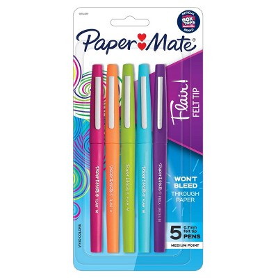 Paper Mate Flair 5pk Felt Pens 0.7mm Medium Tip Multicolored