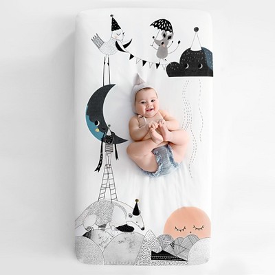 Image of Rookie Humans The Moon's Birthday 100% Cotton Fitted Crib Sheet.