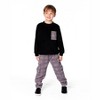 Deux par Deux Boy Super Soft Brushed Jersey Long Sleeve Top Black with Plaid Pocket - 2 of 4