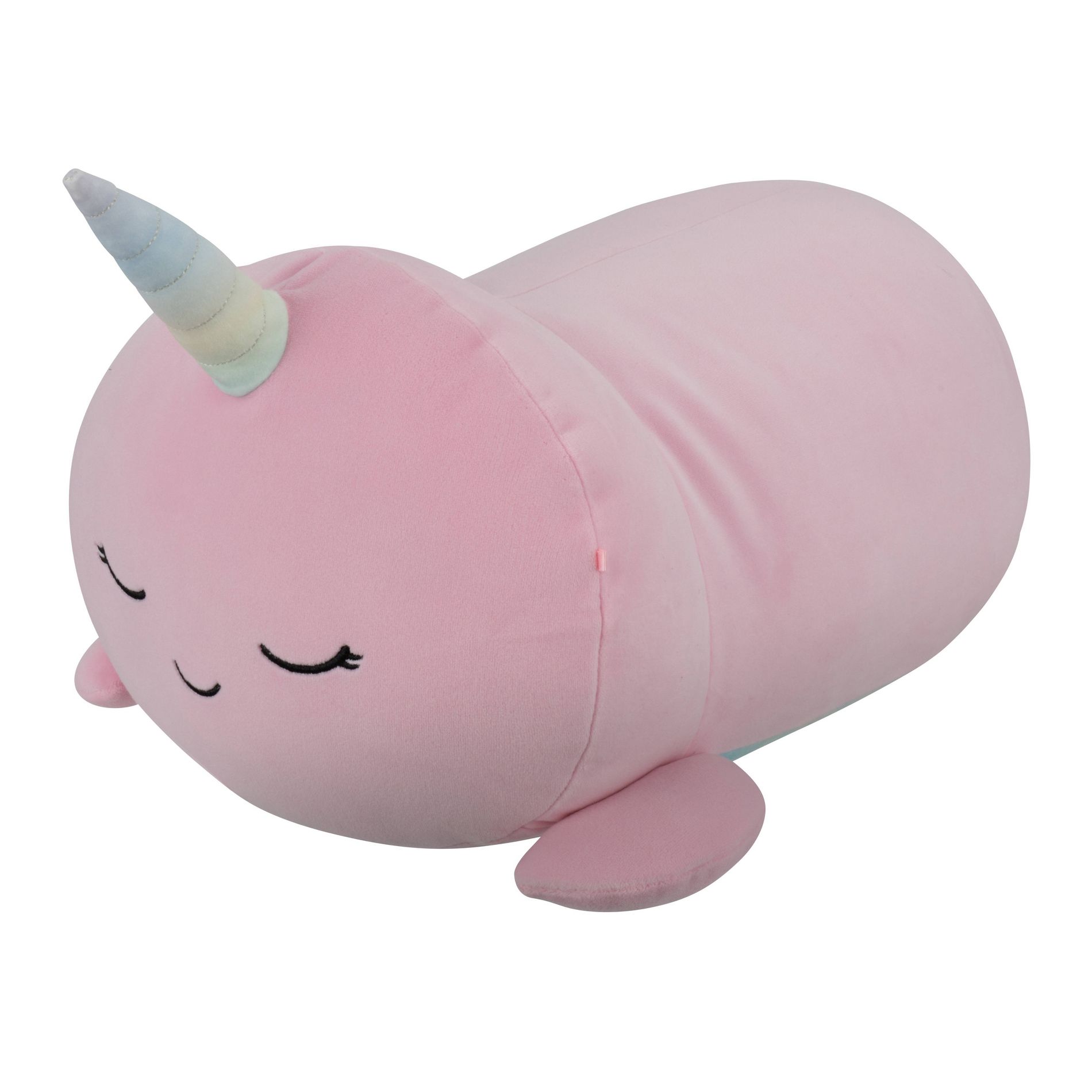Squishmallows 8" Weighted Esme Pink Narwhal Fuzzy Rainbow Belly Sleepmallow Stuffed Animal