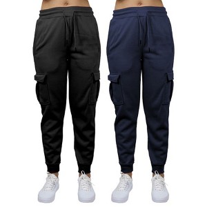 Blue Ice Apparel Women's Heavyweight Loose Fit Fleece-Lined Cargo Jogger Pants-2 Pack - 1 of 4