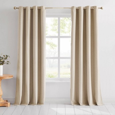 52"x84" Lush Decor Meena Slub 100% Blackout Window Curtain Panels Neutral Pair