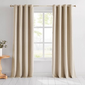 52"x84" Lush Decor Meena Slub 100% Blackout Window Curtain Panels Neutral Pair - 1 of 4