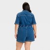 Women's Denim Shortalls - Ava & Viv™ Medium Wash - 2 of 3