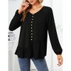 Women V Neck Long Sleeve Button Shirt Badydoll Tops Casual Asymmetrical Loose Flowy Ruffled Blouses - 4 of 4