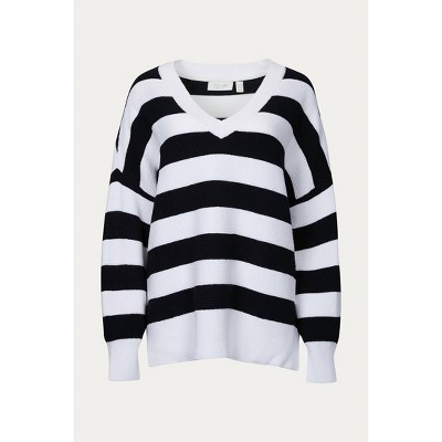 Women's OVERSIZED OTTOMAN RUGBY STRIPED SWEATER - RD Style