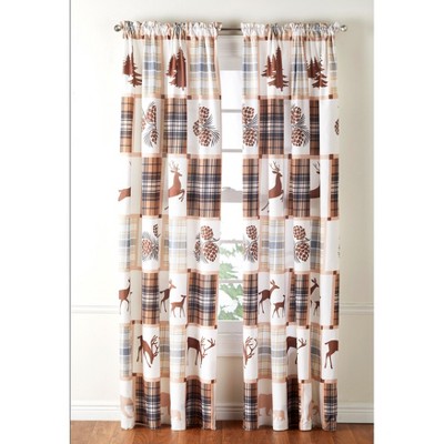 Lakeside Rustic Lodge Panels - Decorative Plaid Window Covering for Cabin or House - 63"