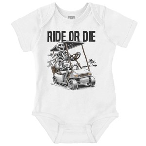 Funny Ride or Die Skeleton Golf Cart Baby Romper Boys or Girls Brisco Brands - 1 of 4