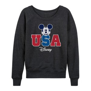 Women's - Disney - Americana Lightweight French Terry Wide Neck Long Sleeve Shirt - 1 of 4