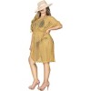 LA LEELA Women's House Daily Routine Evening Wear Vacation Holiday Casual Loungewear Relaxed Fit Caftan Midi Casual Sundress Medium-Large Beige, Solid - 4 of 4