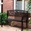 KTMBDW Outdoor 50 Inches Garden Bench, Slatted Seat Armrests Floral Design Backres and Arch Legs for Park, Yard, Porch, Lawn, Balcony, Backyard, Black - 2 of 4