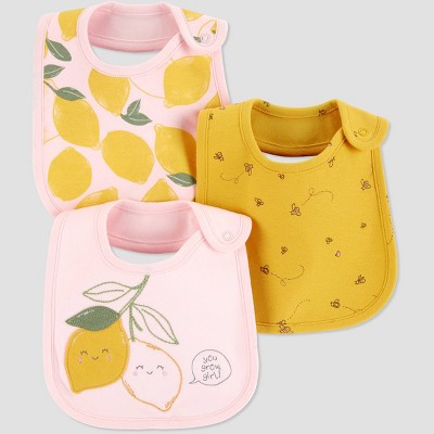 Carter's Just One You® Baby Girls' 3pk Lemon Bib - Yellow One Size