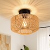 DAKAFUL Boho Flush Mount Ceiling Light - Hand Woven Mini Chandelier with Dimmable LED, Creates a Cozy Ambiance for Living Room -Brown - 2 of 4