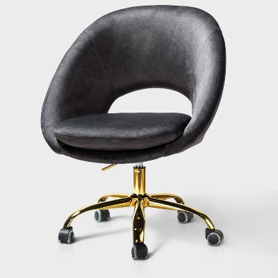 Hector Modern Velvet  Ergonomic Swivel Office Desk Chair with Adjustable Height | Karat Home