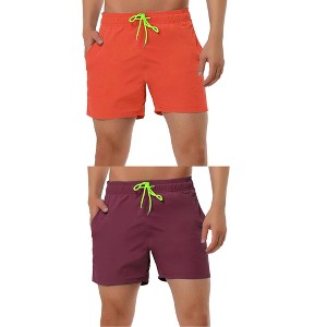 Lars Amadeus Men's Summer Solid Mesh Lining Drawstring Waist Beach Pool Swim Shorts 2 Pack - 1 of 4