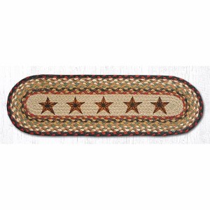 Earth Rugs Barn Stars Oval Stair Tread 27"x8.25" – Rustic Farmhouse Style - 1 of 3