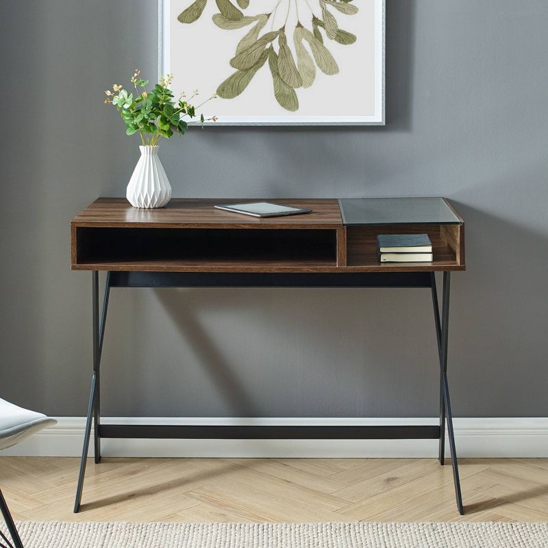 Modern Mixed Material Open Storage Computer Desk - Saracina Home, 5 of 8