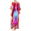 HAPPY BAY Women's House Daily Routine Evening Wear Maxi Caftan Casual Long Slit Dress Loungewear Dashiki Dresses for Women One Size Multi,Abstract - 4 of 4