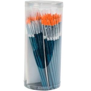 Sax Silk Golden Taklon Paint Brushes, Flat & Round Types, Assorted Sizes, Set of 108 - 1 of 3