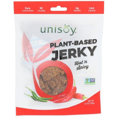 Unisoy Vegan Jerky Hot 'n Spicy - Case of 12 - 3.5 oz