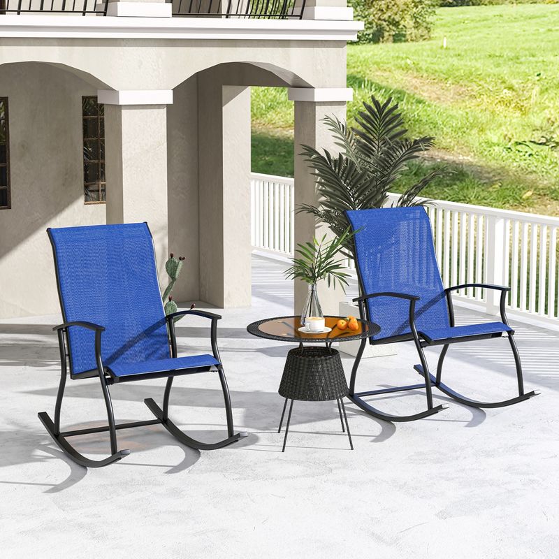 Costway 2/4 PCS Outdoor Rocking Chairs with Breathable Backrest Smooth Safe Rocking Design, 2 of 9