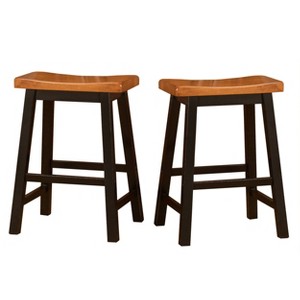 Christopher Knight Home Set of 2 Pomeroy 24" Counter Height Barstool Wood/Walnut : Backless, Fixed Height - 1 of 4