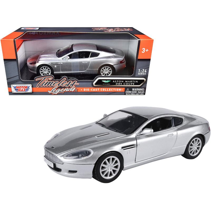 Aston Martin DB9 Coupe Silver Metallic "Timeless Legends" 1/24 Diecast Model Car by Motormax, 1 of 4