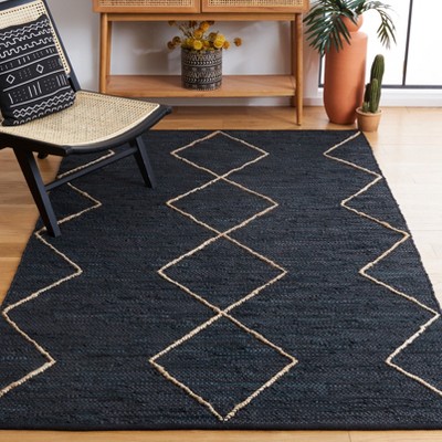Handmade Black and Natural Cotton Cowhide 8' x 10' Area Rug