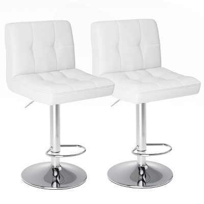 Set of 2 Adjustable Bar Stools,360° Swivel Counter Stool with Layered Footrest,Height Adjustable PU Leather Swivel Barstool Set Of 2-Cuddlewood