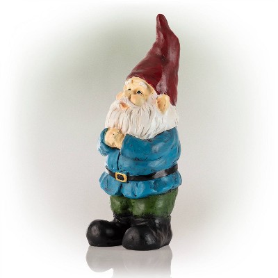 12" Colorful Polystone Bearded Garden Gnome Statue with Red Hat