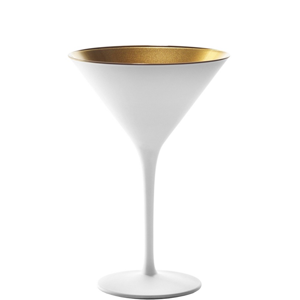 Photos - Glass Set of 6 Olympia Martini Drinkware 8oz Glasses White/Gold - Stolzle Lausit
