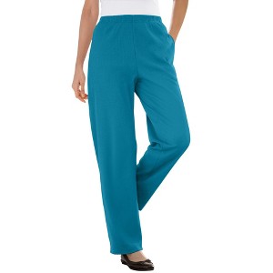 Woman Within Plus Size Tall 7-Day Knit Ribbed Straight Leg Pant - 1 of 4