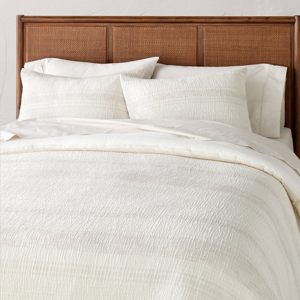 Photos - Bed Linen 3pc Full/Queen Heather Stripe Comforter Bedding Set Twilight Taupe - Heart