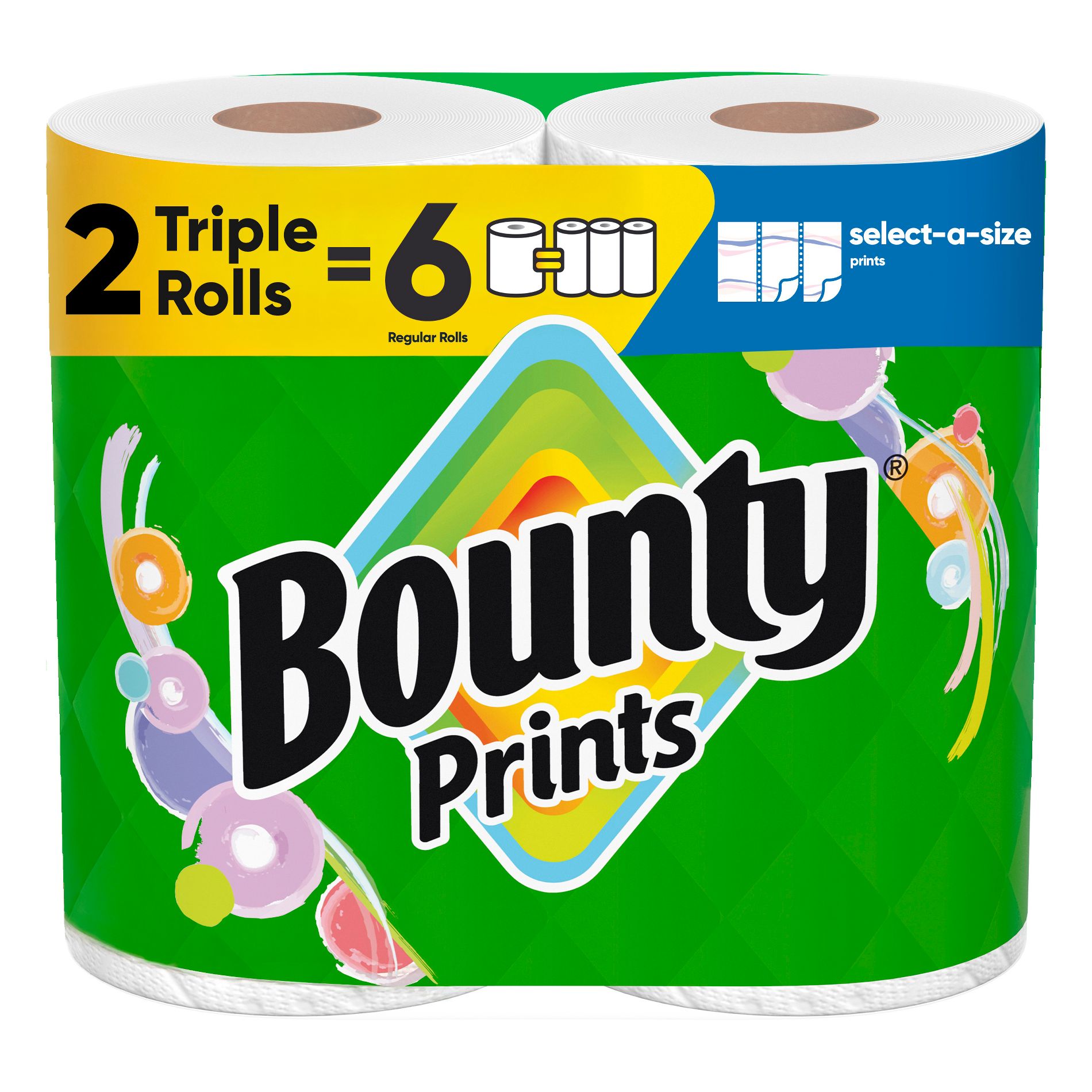 Bounty Select-A-Size Print Paper Towels - 2 Triple Rolls