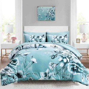 BAGOKIE 7 Pieces Floral Bed in a Bag  Comforter Set for All Season - 1 of 4