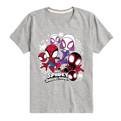 Marvel Spidey Friends Stickers Short Sleeve Graphic T-Shirt - Athletic Heather - 3T