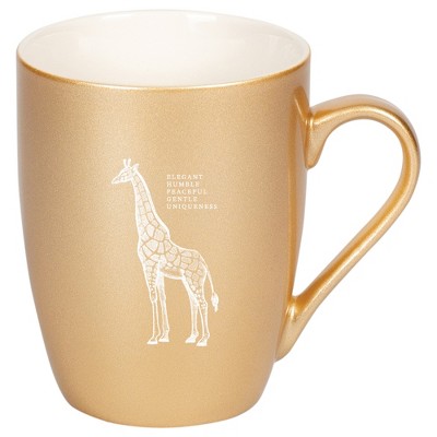 Elanze Designs 10 Ounce Ceramic Decorative Laser Engraved Giftable Novelty Tea Coffee Cup Mug Vegas Gold Giraffe Elegant Humble Peaceful Gentle