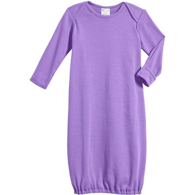 Image of City Threads USA-Made Organic Cotton Super-Soft Baby Rib Gown | Deep Purple - Newborn
