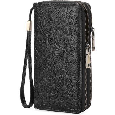 BEAFUP Women's Wallet - RFID Blocking PU Leather Purse with Detachable Strap,Large Capacity Double Zip Vegan Leather for Everyday Use,Travel