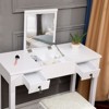 White Density Board Painted Two Drawers Flip-up Mirror Straight Legs Dressing Table Set - 4 of 4