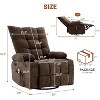 Swivel Recliner Chair with Massage & Heat for Elderly Adults,Oversized Ergonomic Lounge Single Sofa,360° Rotating Rocking Chair, Cup Holders - 2 of 4